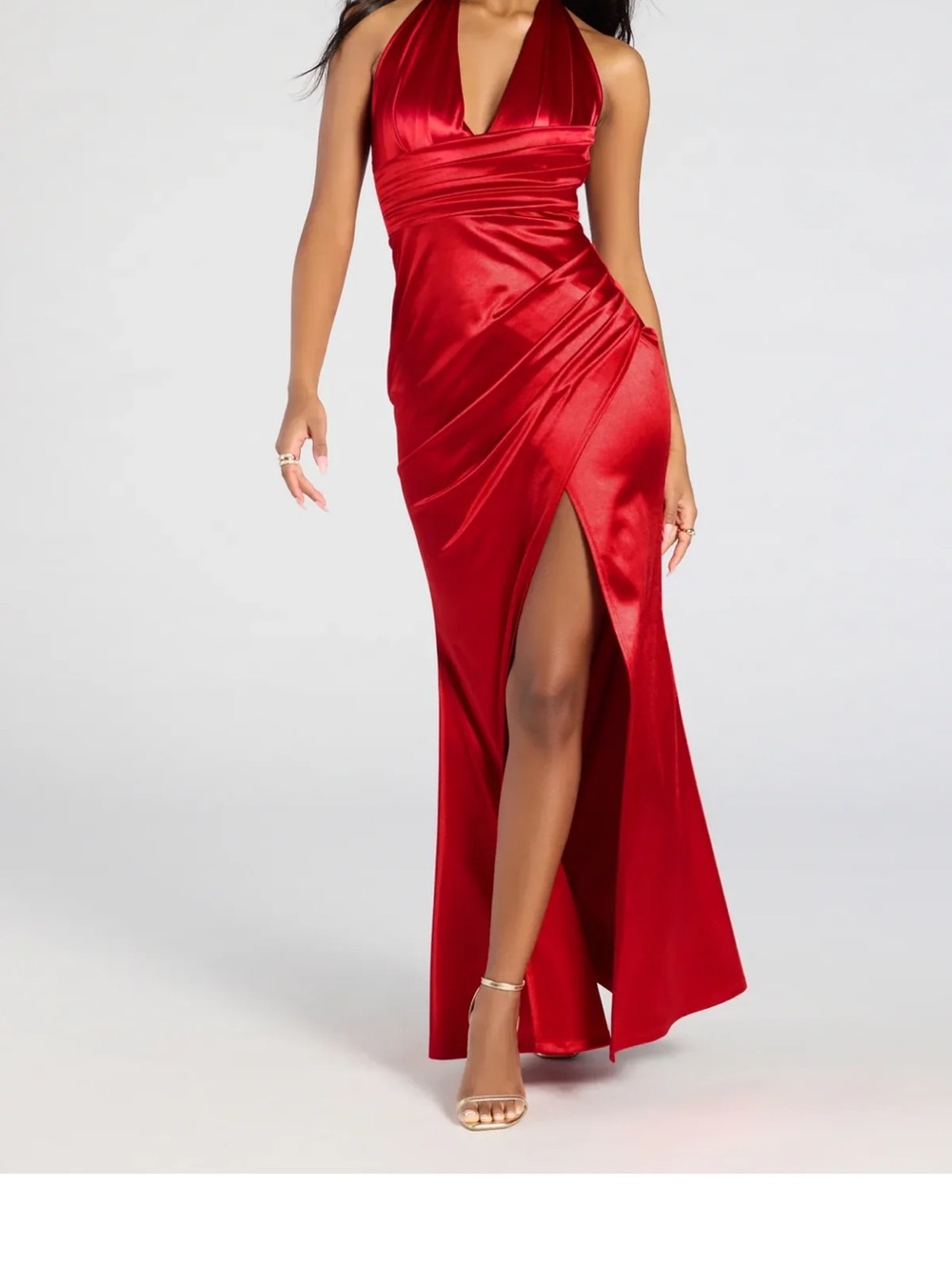 Windsor Red Satin Halter Dress